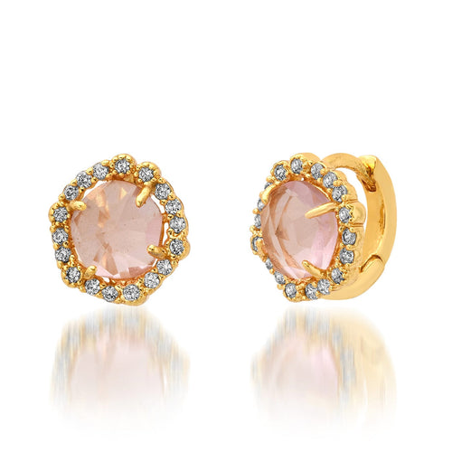 Blush Halo Huggie Earrings