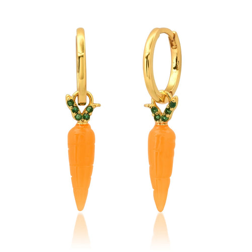 Carrot Charm Huggie Earrings