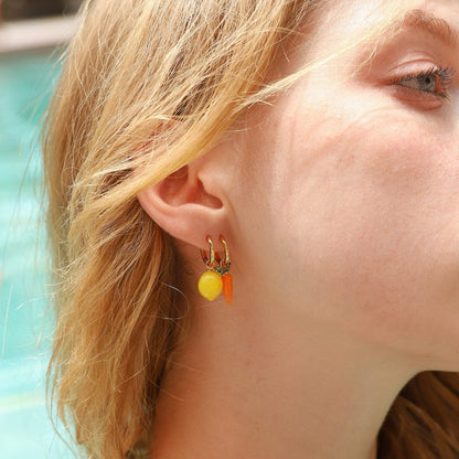 Carrot Charm Huggie Earrings