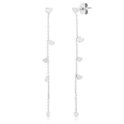 Chain Dangle Earrings With Heart Charms