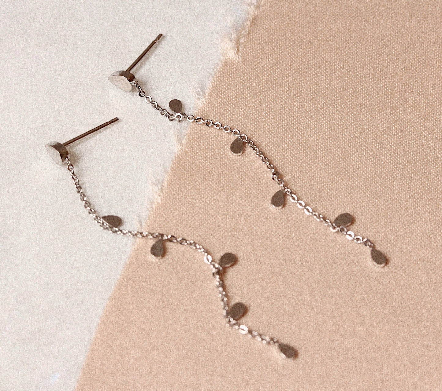 Chain Dangle Earrings With Teardrop Charms