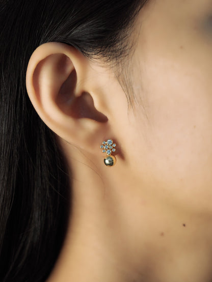 Cz Bezel Cluster Drop Stud