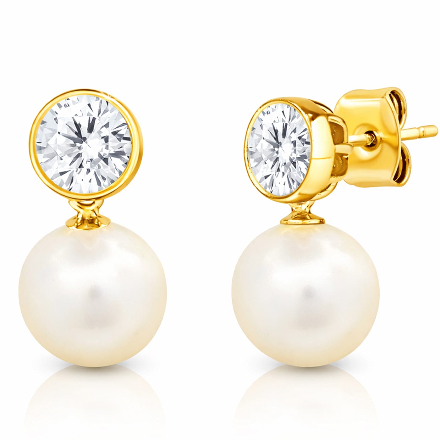CZ Drop Pearl Stud Earrings