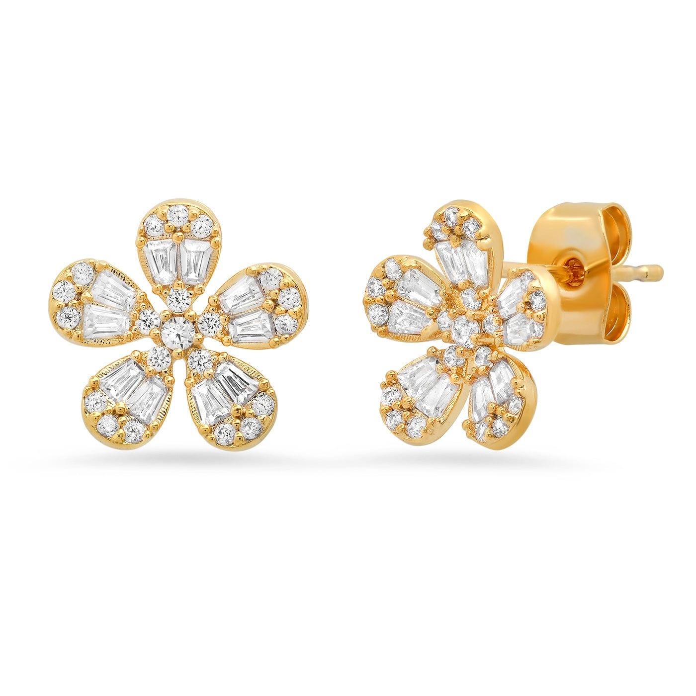 CZ Encrusted Flower Studs