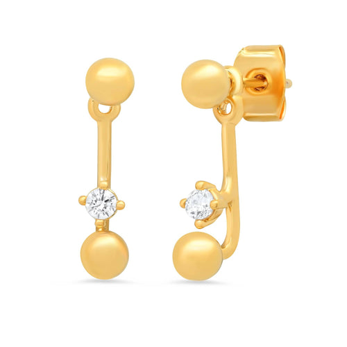Double Gold Ball And Cz Ear Jacket