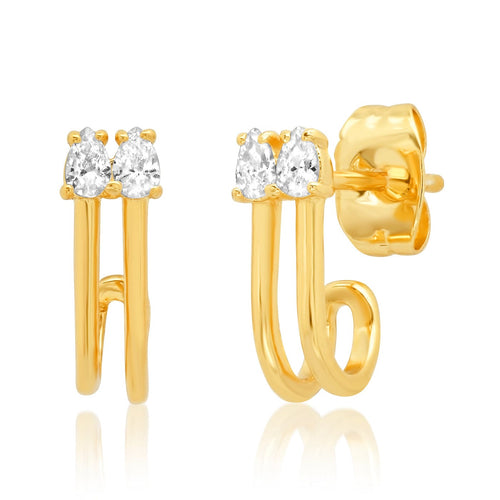Double Stone Cage Earring