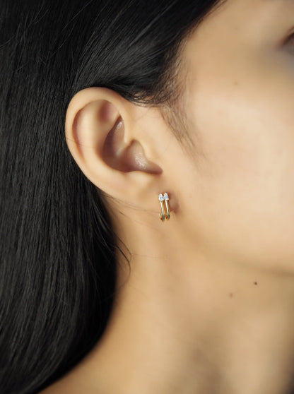 Double Stone Cage Earring