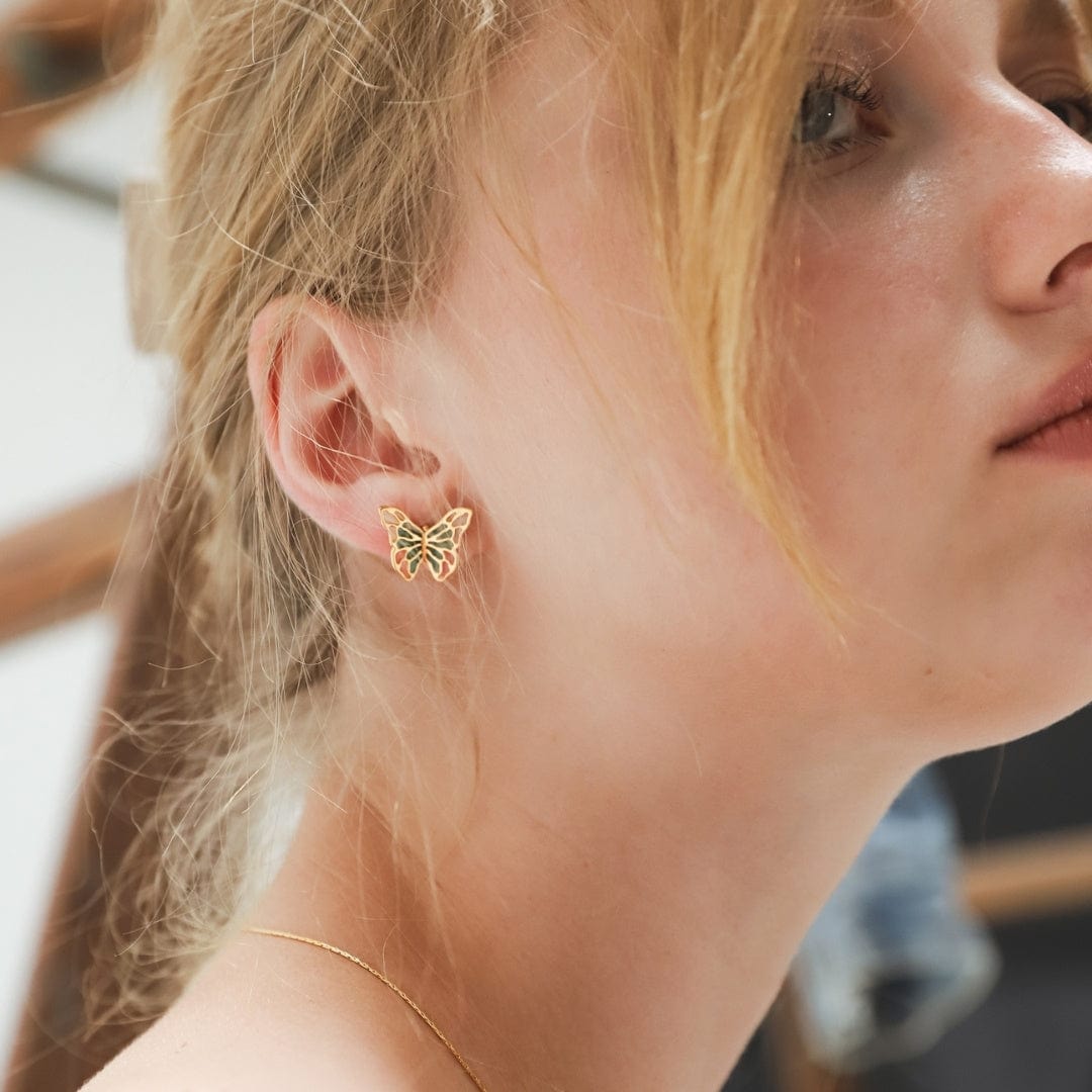 Sunrise Butterfly Enamel Studs