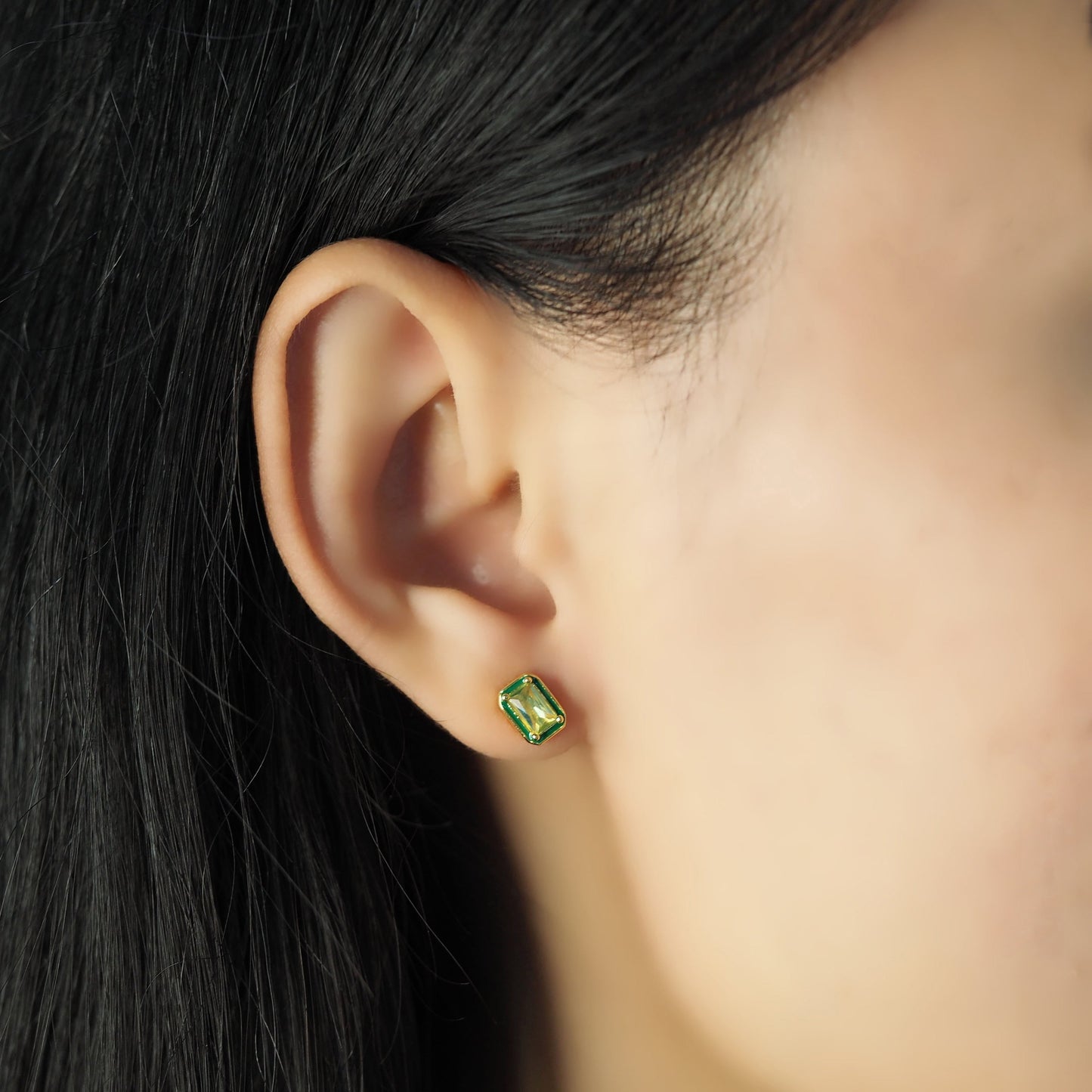 Enamel CZ Baguette Studs