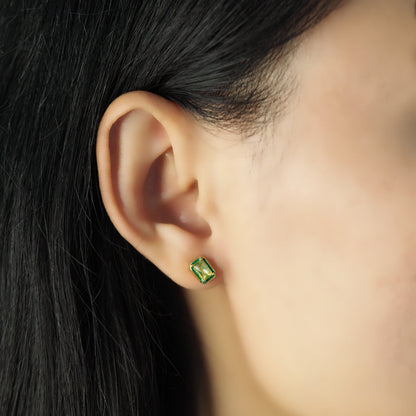 Enamel CZ Baguette Studs