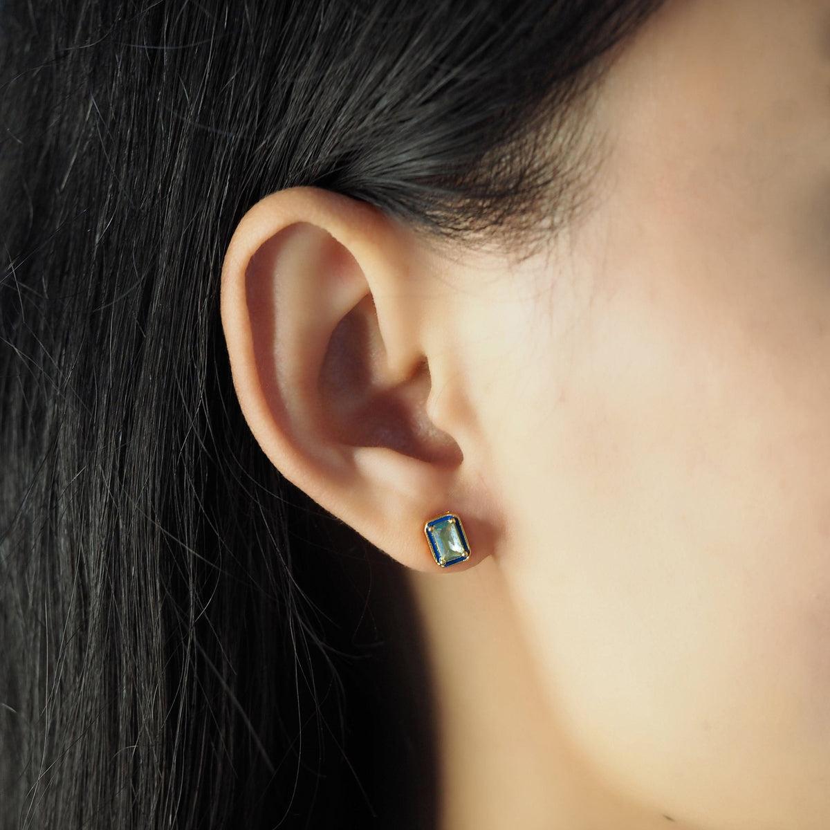 Enamel CZ Baguette Studs