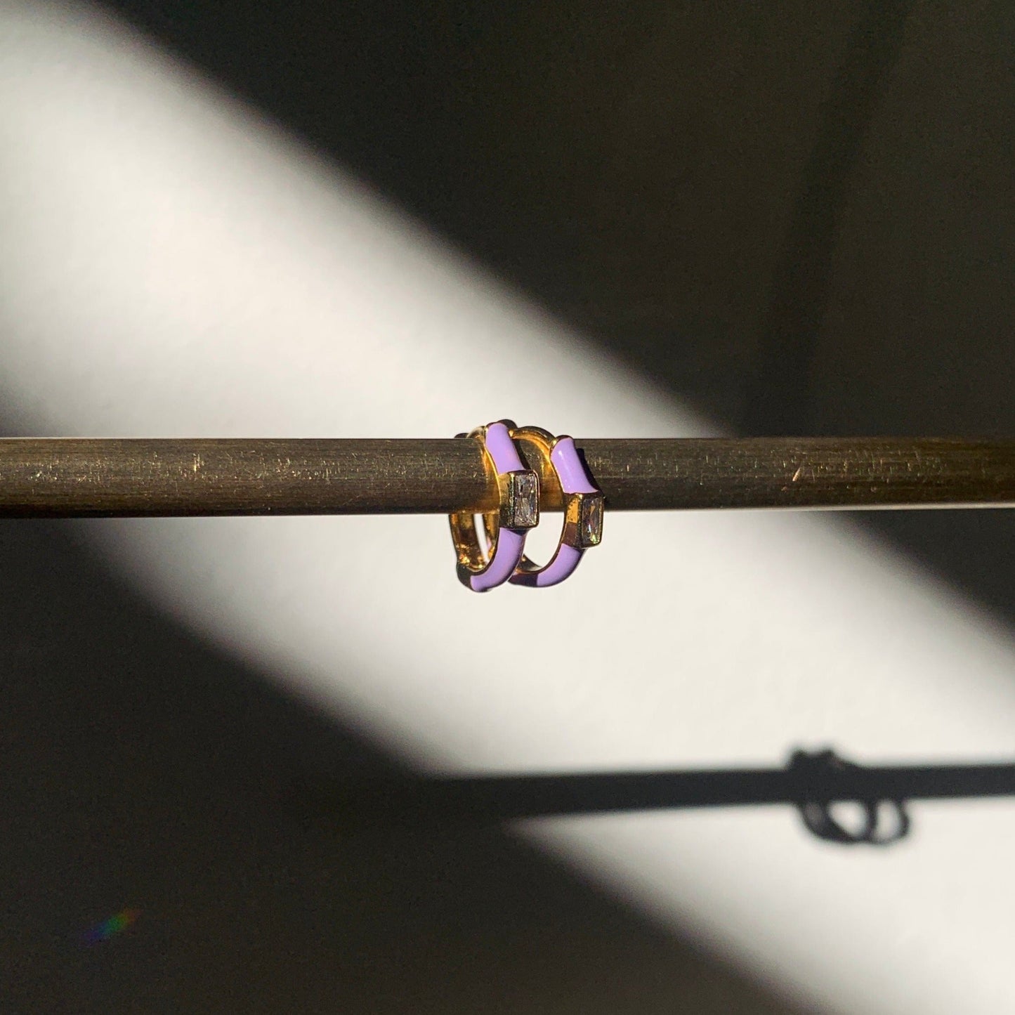 Enamel Huggie with CZ Baguette