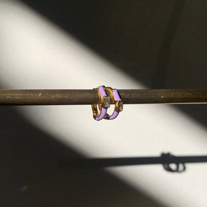 Enamel Huggie with CZ Baguette