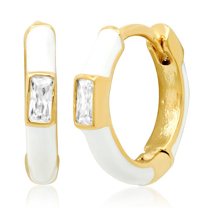 Enamel Huggie with CZ Baguette