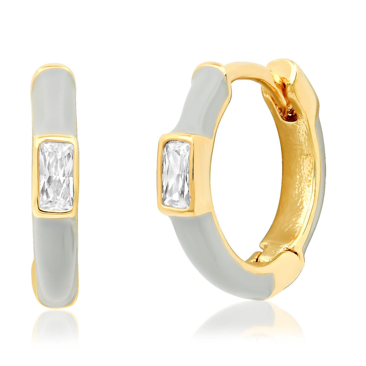 Enamel Huggie with CZ Baguette