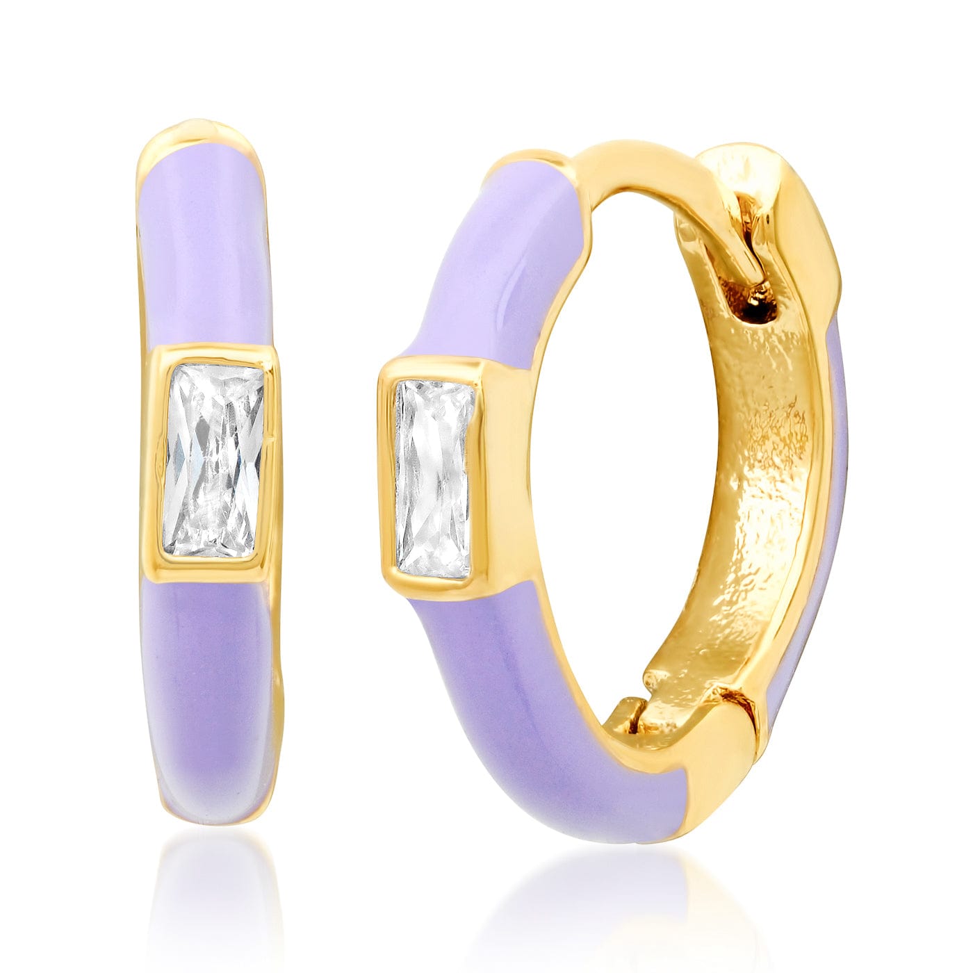 Enamel Huggie with CZ Baguette