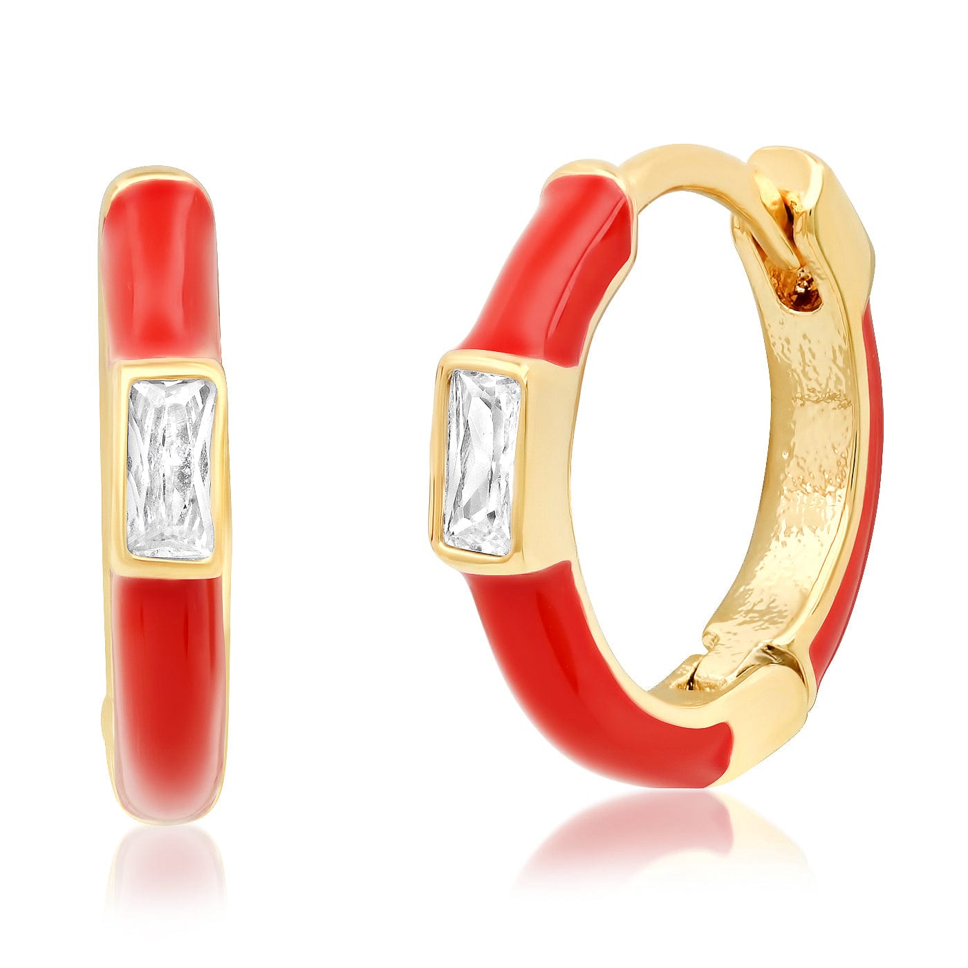 Enamel Huggie with CZ Baguette
