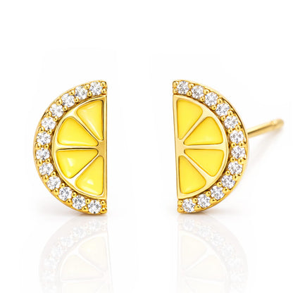 Enamel Lemon Slice Studs