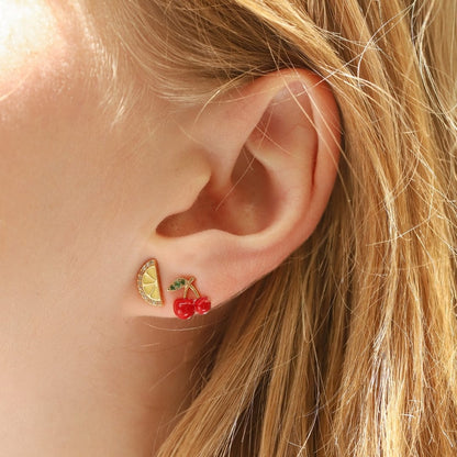 Enamel Lemon Slice Studs