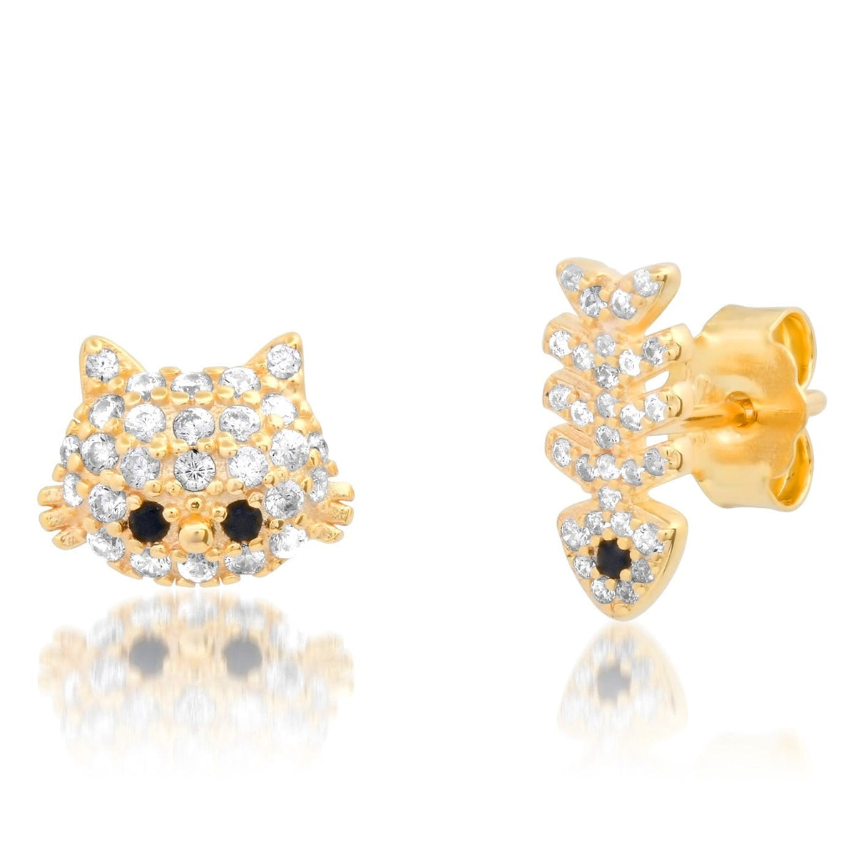 Fish Bone and Cat Mismatched Studs