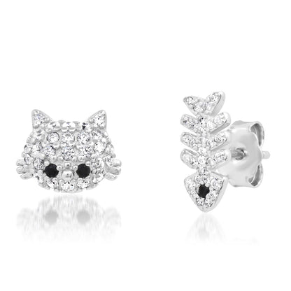 Fish Bone and Cat Mismatched Studs