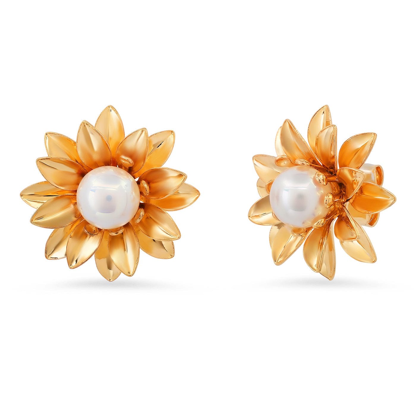 Flower Studs with Pearl Center