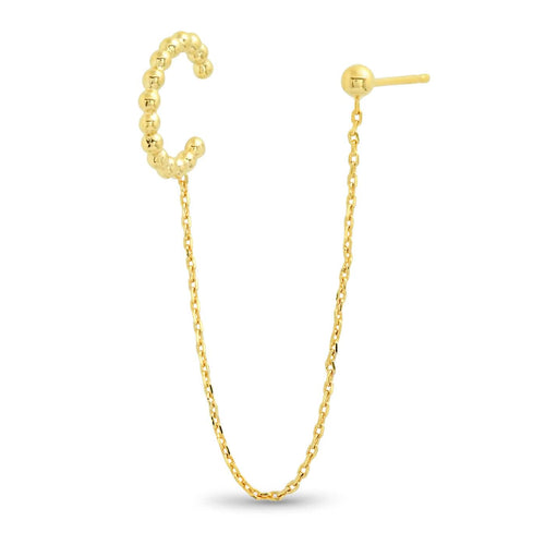 Gold Ball Ear Cuff and Ball Stud