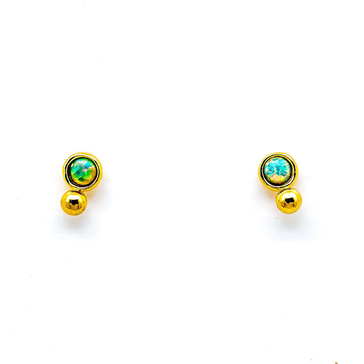Gold Vermeil Opal With Gold Ball Stud