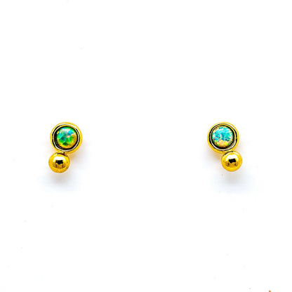 Gold Vermeil Opal With Gold Ball Stud