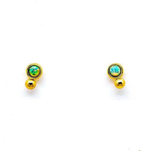 Gold Vermeil Opal With Gold Ball Stud