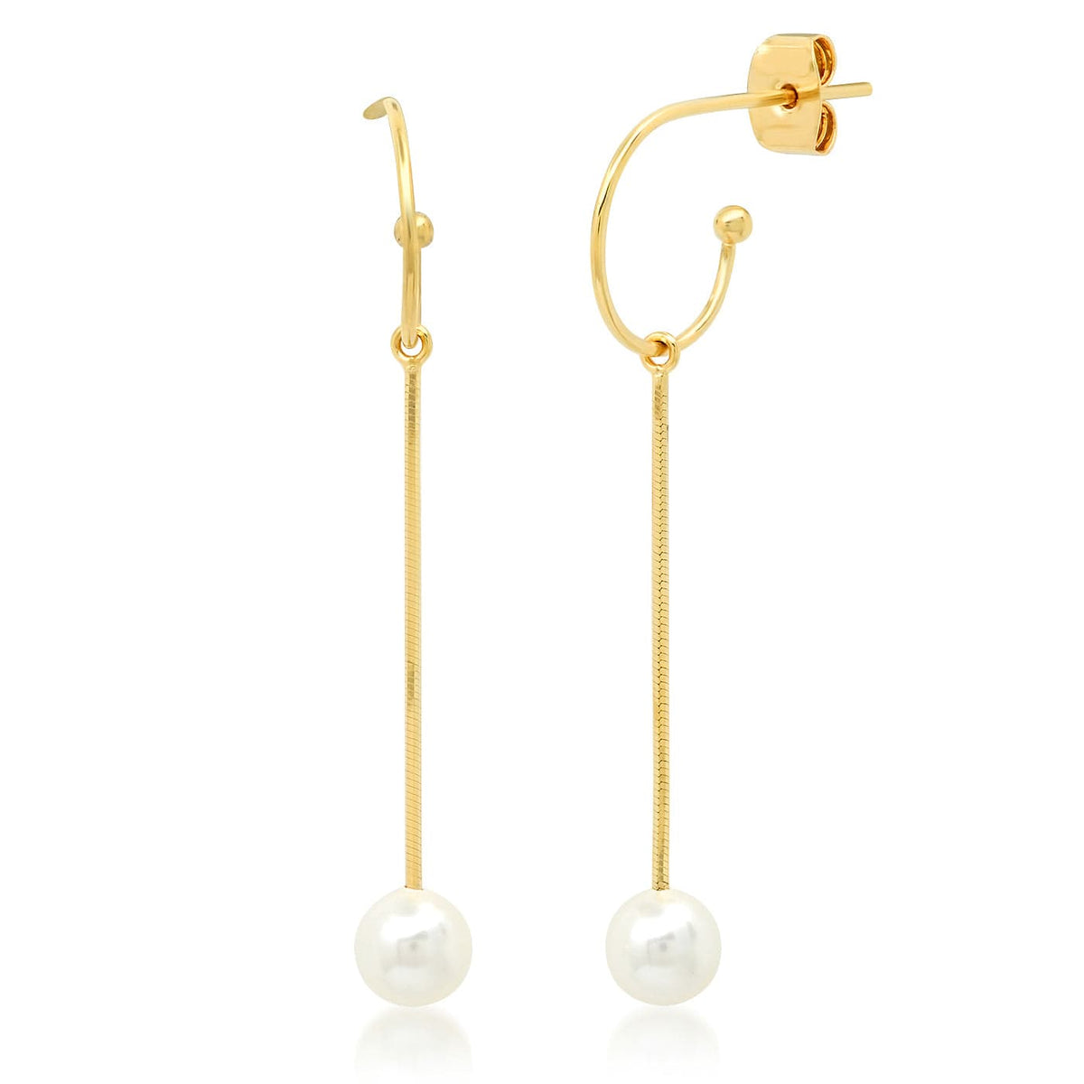Hoop With Linear Pearl Dangle
