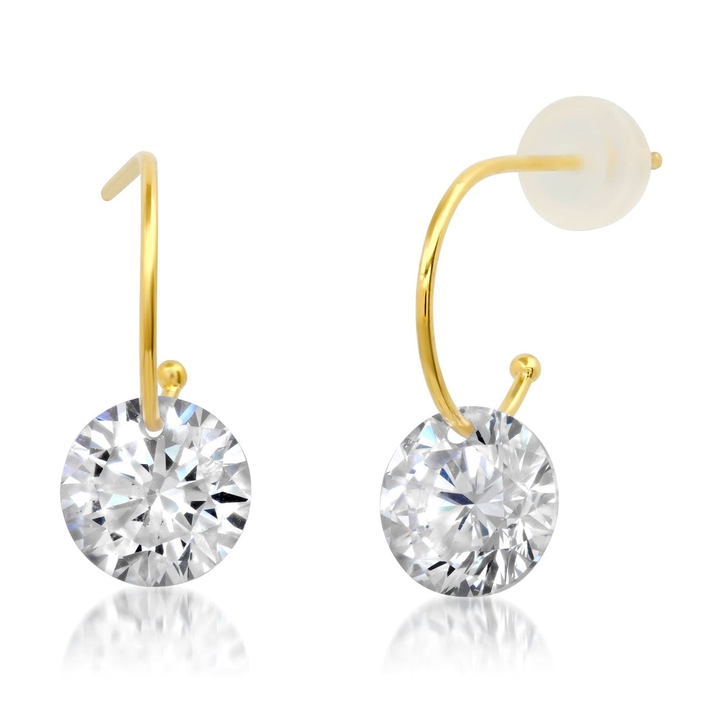 Huggie With Large Floating Solitaire CZ