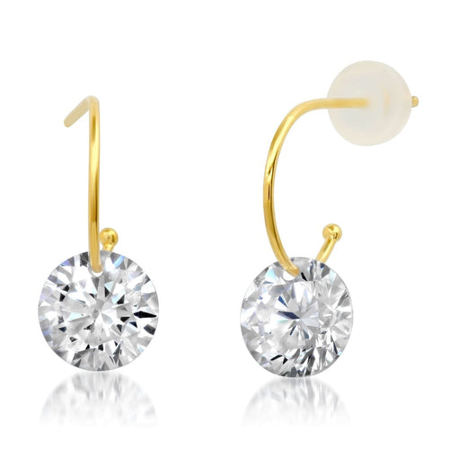 Huggie With Large Floating Solitaire CZ