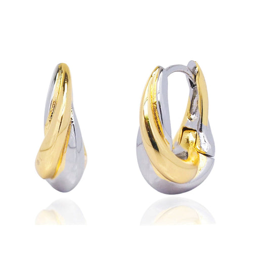 Intertwined Two-Tone Huggie Earrings