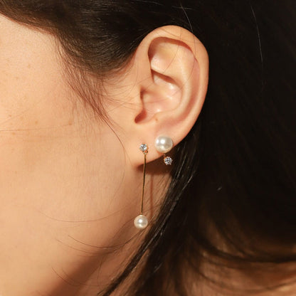 Large Pearl and CZ Ear Jacket