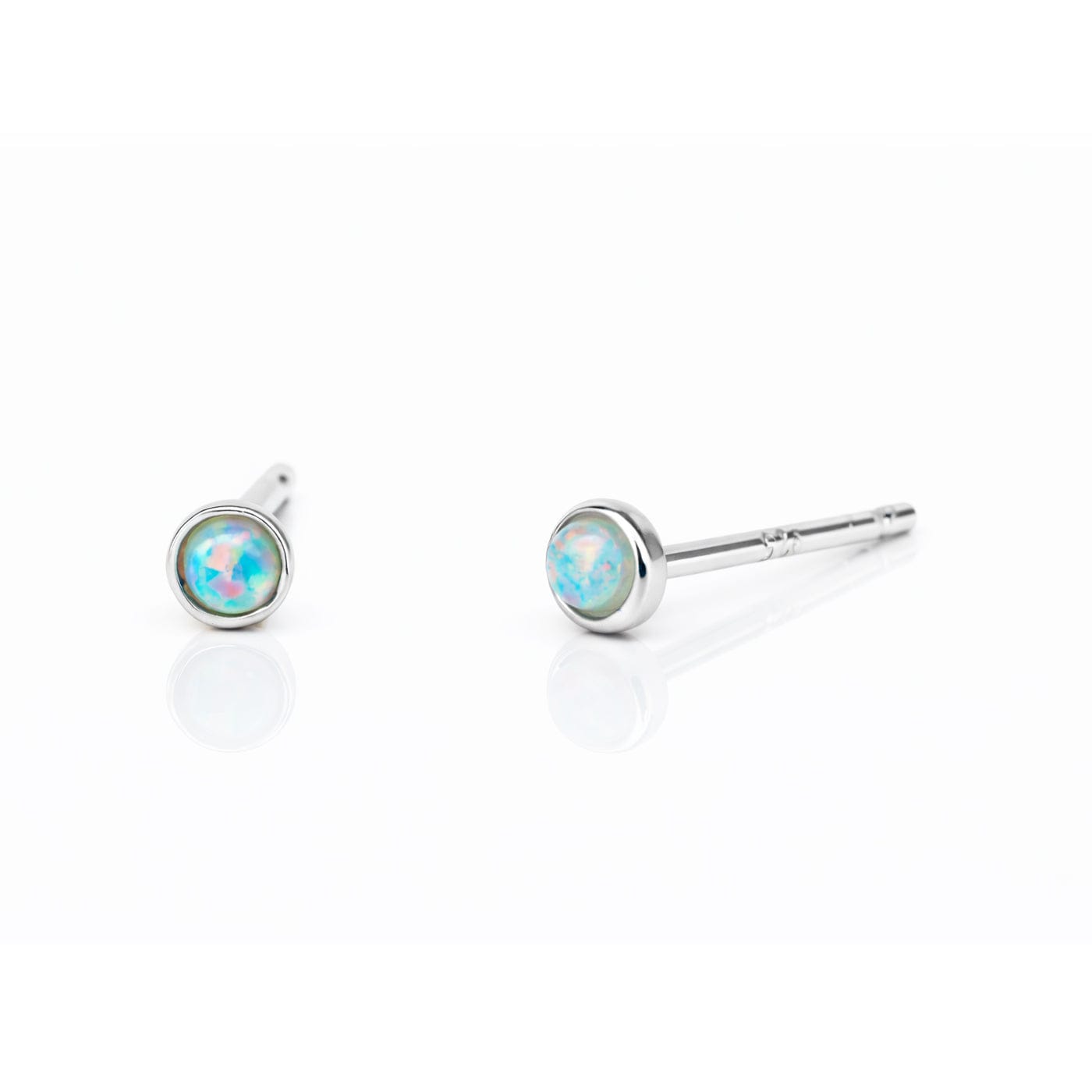 Mini Bezel Set Opal Studs