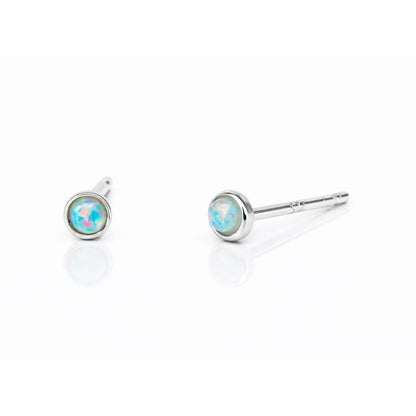 Mini Bezel Set Opal Studs
