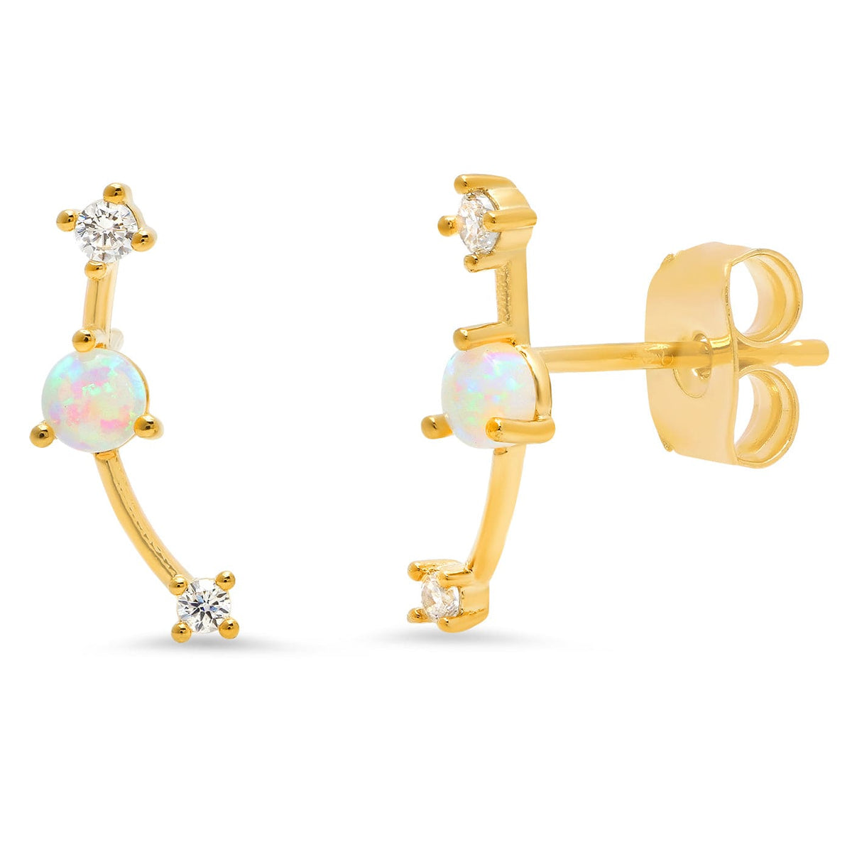 Opal Ear Climber With Cz Accents