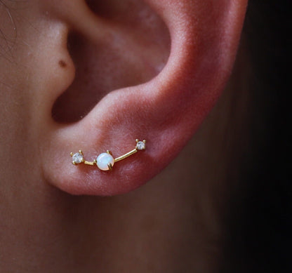 Opal Ear Climber With Cz Accents