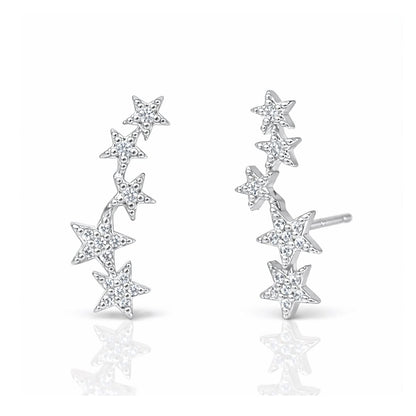 Pave 5 Star Earrings