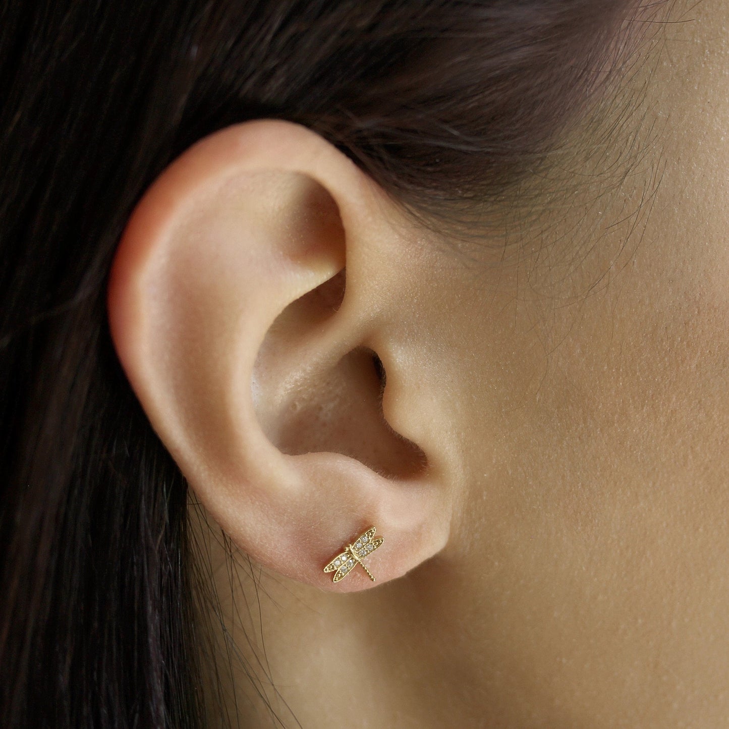 Pave Dragonfly Post Earrings