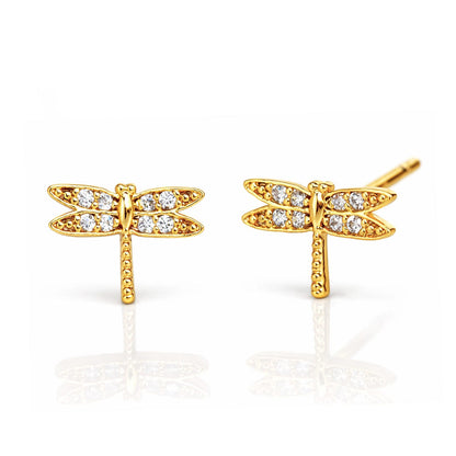 Pave Dragonfly Post Earrings