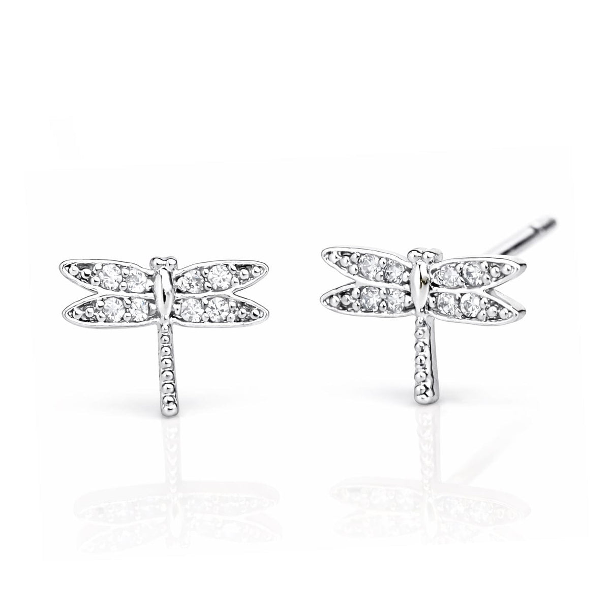Pave Dragonfly Post Earrings
