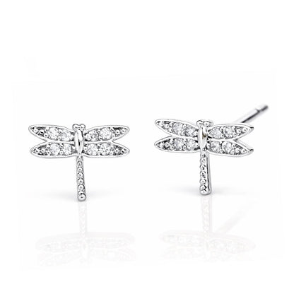 Pave Dragonfly Post Earrings