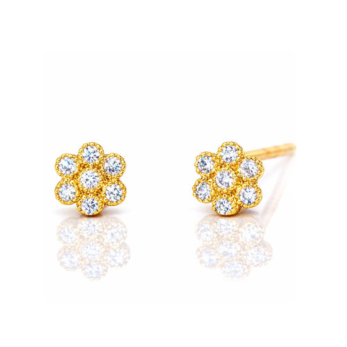Pave Flower Post Earrings