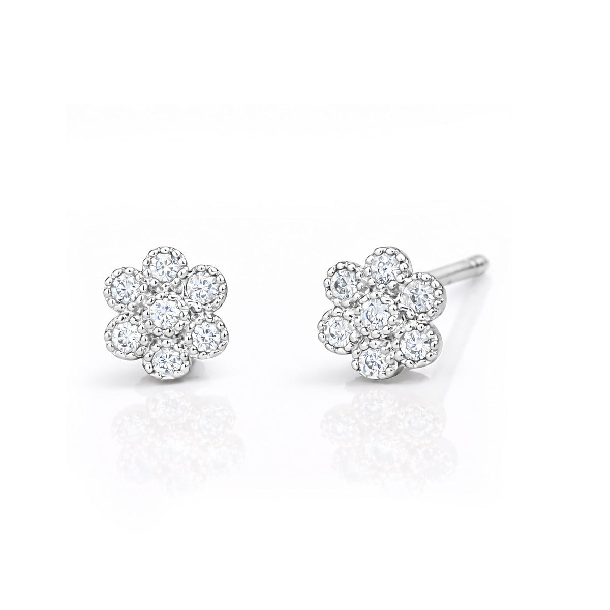 Pave Flower Post Earrings