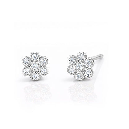 Pave Flower Post Earrings