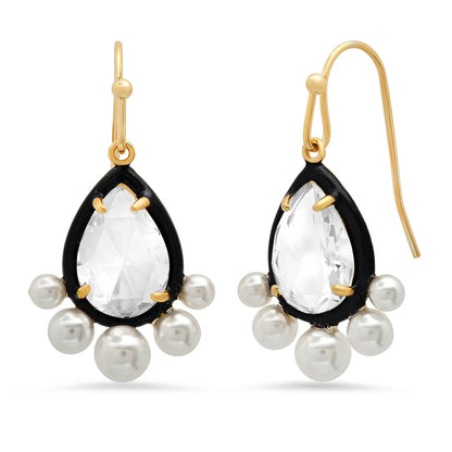 Pear Shaped CZ Dangle With Enamel Bezel