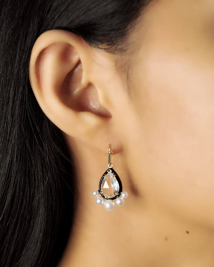 Pear Shaped CZ Dangle With Enamel Bezel