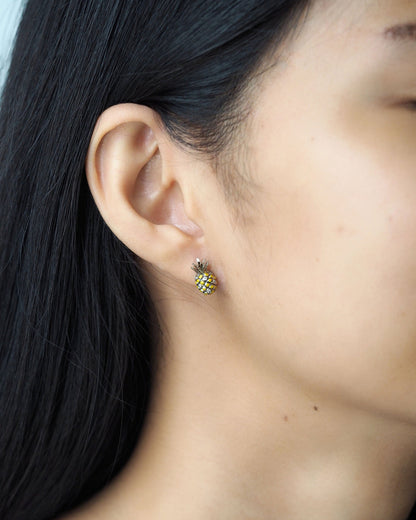 Pineapple Studs With Enamel